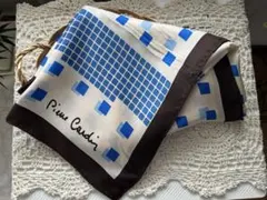 Pierre Cardin ピエールカルダン シルクスカーフ 幾何学柄 ブルーのサムネイル