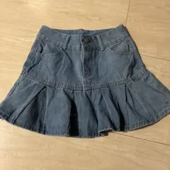 デニム プリーツスカート　インパン付き　フレアスカート ボタン付き
