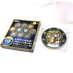 チップとデール　ディズニー　缶バッジ　24金仕上げ