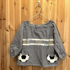 【インフィニティー】キッズ服　100 スモック　ギンガムチェック　サッカー柄