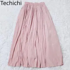 テチチ　フレアスカート　ロング丈　ギャザー　ピンク　M　フェミニン　大人女子