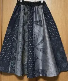 最終価格【新品未使用】着物リメイク 紬のパッチワークAラインスカート 16枚はぎ
