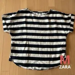 !！【ZARA】ボーダー 半袖プルオーバー ブラウス Mのサムネイル