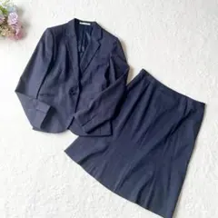 レミュー スカートスーツ セットアップ L ネイビー チェック イタリア製生地