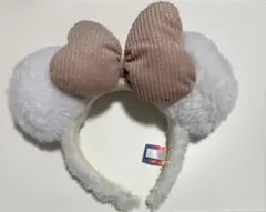 ディズニーリゾート 40周年 ミニーちゃん カチューシャ 白ファー 刺繍