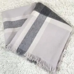 23区　ストール　カシミヤ　毛　リバーシブル　チェック　大判　グレー　オンワード
