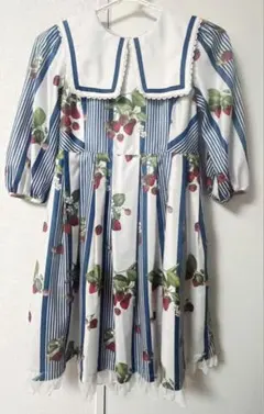 ルルゲッタ ストライプイチゴ柄 ノースリーブワンピース - メルカリ