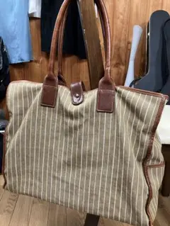 LONGCHAMP トートバッグ キャンバス? レザー ストライプ - メルカリ