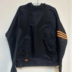 adidas ブラックジャケット オレンジストライプ　メンズL