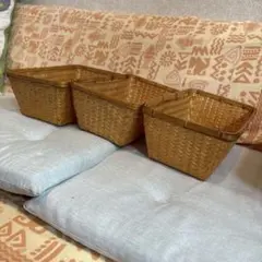 天然素材製 バスケット かご 3個セット　おまけ1個付き
