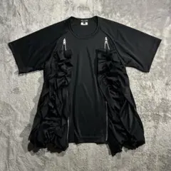 今期 AD2025 26SS ジップフリルTシャツ ポリエステル 黒のサムネイル
