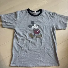 vintage ミッキーマウス リンガーTシャツ　USA製M グレーグリーン