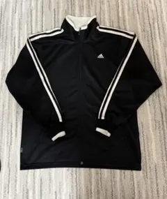 adidas ブラック ジップアップジャケット　ジャージブラック