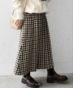 ジロー 様シップスエニィブロック柄プリーツスカートships anyブラウン