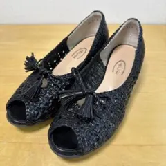 極美品】Estacion フラットシューズ フラワー ブラック 23cm - メルカリ