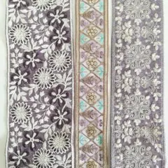 【 50cm×3本 】R45 インド刺繍リボン セット