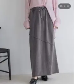 美品/キリカエカットナロースカート/ブラックのサムネイル