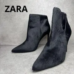 新品！ZARA ベーシック　ハラコ　ポインテッドトゥ　サイドゴア　ショートブーツ
