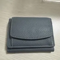レディース 三つ折り財布 グレー レザー調