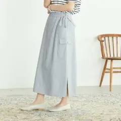 ONIGIRI　オニギリ　コットンチノクロス ロングスカート （サックス）のサムネイル