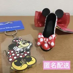 東京ディズニーリゾート　ミニー　キーチェーン　水玉　リボン　ハイヒール