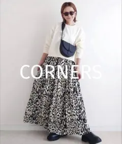 CORNERSコーナーズ　レオパ柄ランダムワッシャープリーツスカートのサムネイル