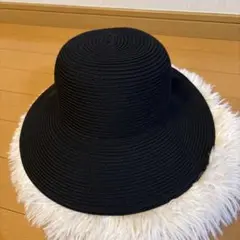 新品未使用　polkapolka 黒 リボン付き帽子