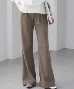 Ranan/(W)あったか裏ベロアニットコールフレアパンツ　GRJ グレージュ