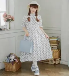 青木美沙子 しまむら しまみさ 花柄ワンピース Mサイズ アイボリー