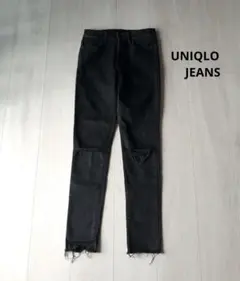 UNIQLO JEANS ダメージ加工スキニーデニム ブラック 61