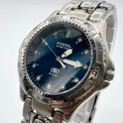 新品電池交換 稼働　FOSSIL ダイバーズウォッチ メンズブルー文字盤　腕時計のサムネイル