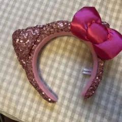 ピンク スパンコール リボン カチューシャ