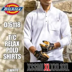 DICKIES　D-6118　0.ホワイト　XL　T/C鬼鹿の子長袖ポロ