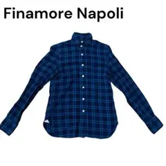 Finamore Napoliフィナモレ イタリア製 チェックシャツ ネイビーのサムネイル