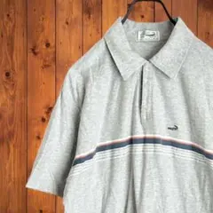 Crocodile クロコダイル✨半袖ポロシャツ【Ｍ】ハーフボタン　杢グレー系