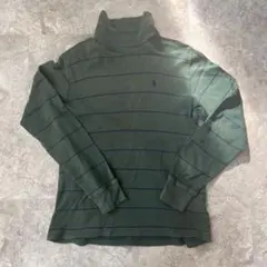 緑色と青のストライプ タートルネック