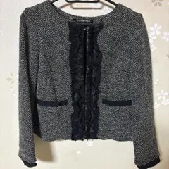 ツイードジャケット ノーカラージャケット