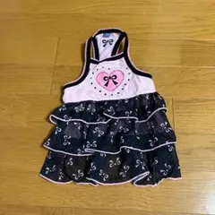 小型犬用フリルドレス ピンク/黒