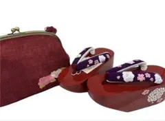 2 振袖用　成人式　草履バッグセット フリーサイズ　卒業式　ぽっくり　厚底　赤