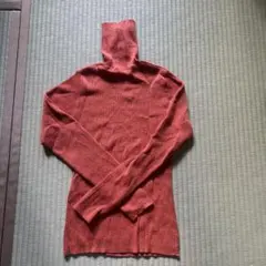 オレンジ リブニットセーター