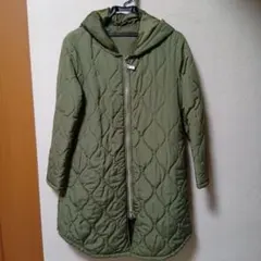 クリーニング済　オリーブグリーン　カーキ　 キルティング ロングコート