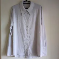 クラシカルエルフ淡いくすみグレー 長袖 ワイドカラーシャツ