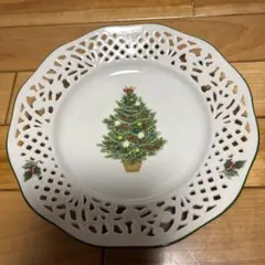 新品 クリスマスツリー柄 八角形プレート 未使用 大皿 ブランド NIKKO