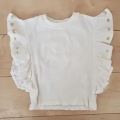 【Cottoli】フリル付きホワイトシャツ　90cm