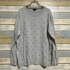 【お買い得‼️】TOMMY HILFIGERグレー ドット柄 長袖セーターXXL