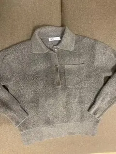 ZARA グレー ニットポロシャツ