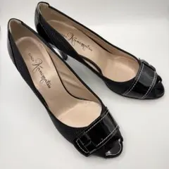 銀座かねまつ GINZA Kanematsu オープントゥパンプス ブラック