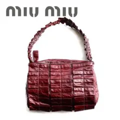 MiuMiu Nappa Ruches Bag Amarena Bordeaux