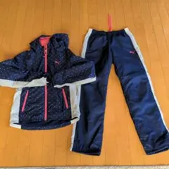 ウィンドブレーカー上下セット　PUMA ドット柄 ネイビー　Sサイズ【裏起毛】