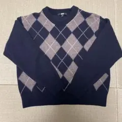 UNIQLO ダイヤモンド柄セーター L ネイビー・グレー